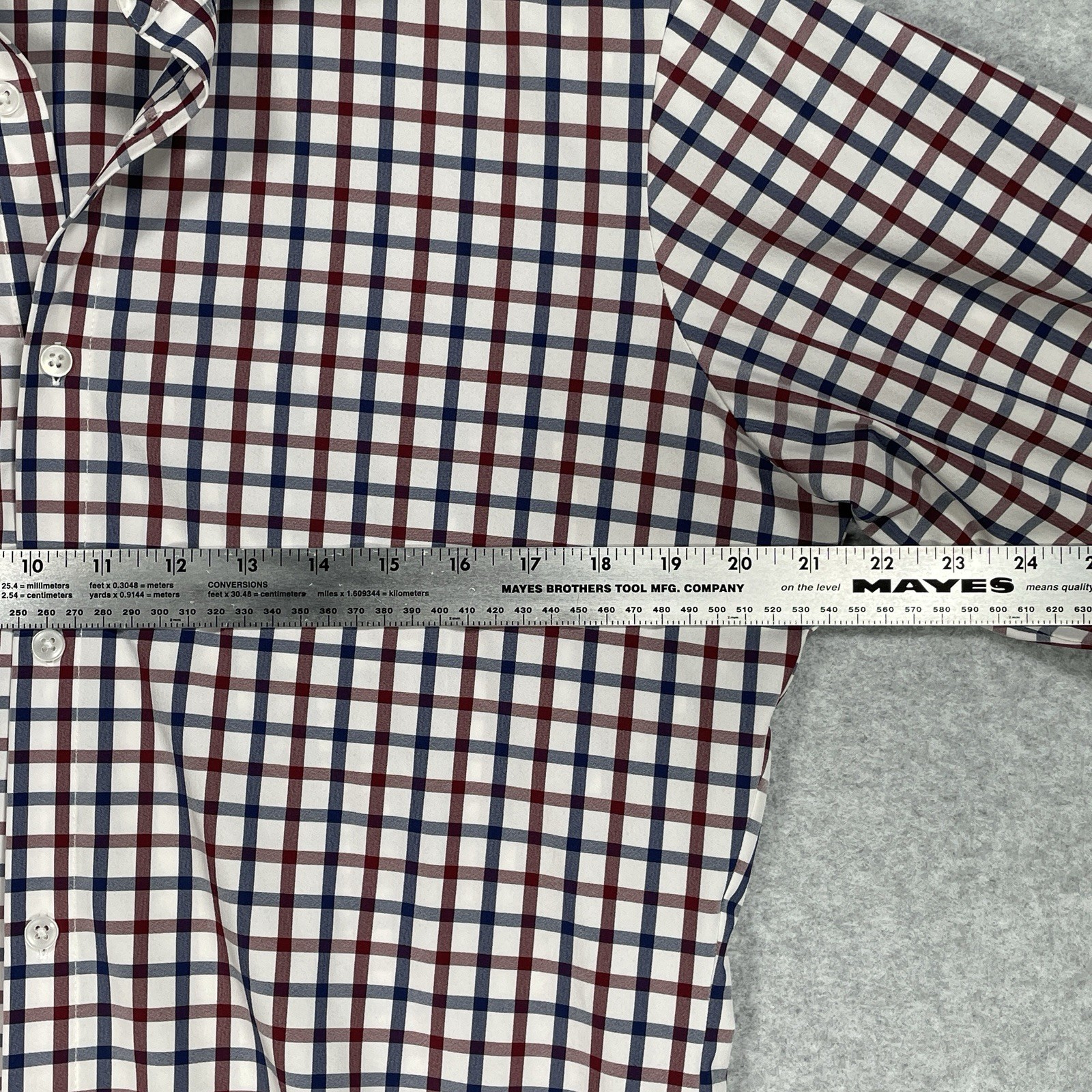 Mizzen Main Shirt M Trim Fit White Check Stretch Performance Long Sleeve Button gallery