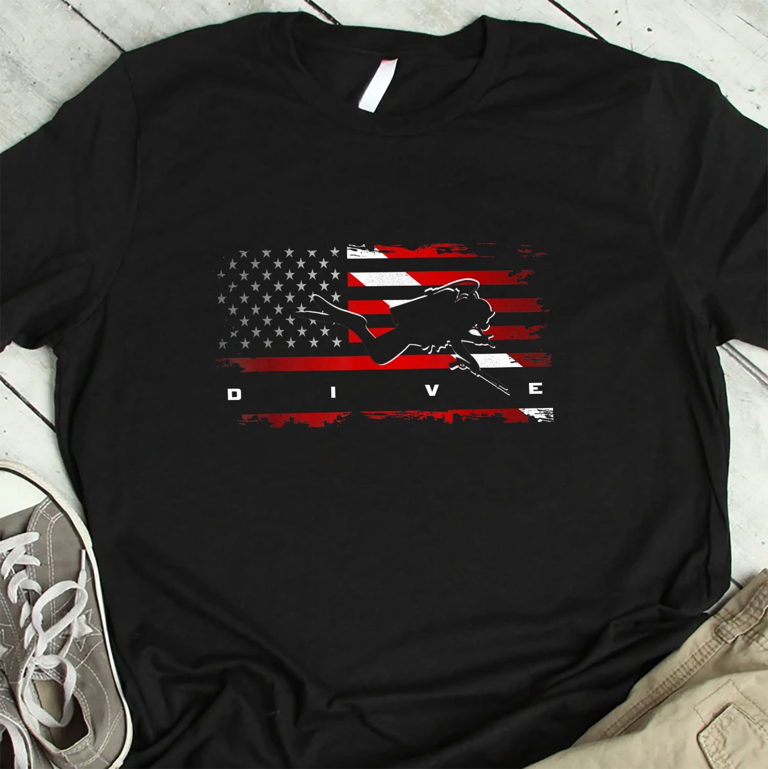 American Flag Scuba Diving T-Shirt Patriotic Scuba Diver Shirt gallery