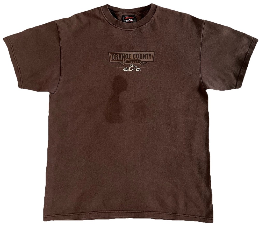 Vintage 2000s Orange County Choppers T-Shirt Brown Size Large Motorcycle Y2K