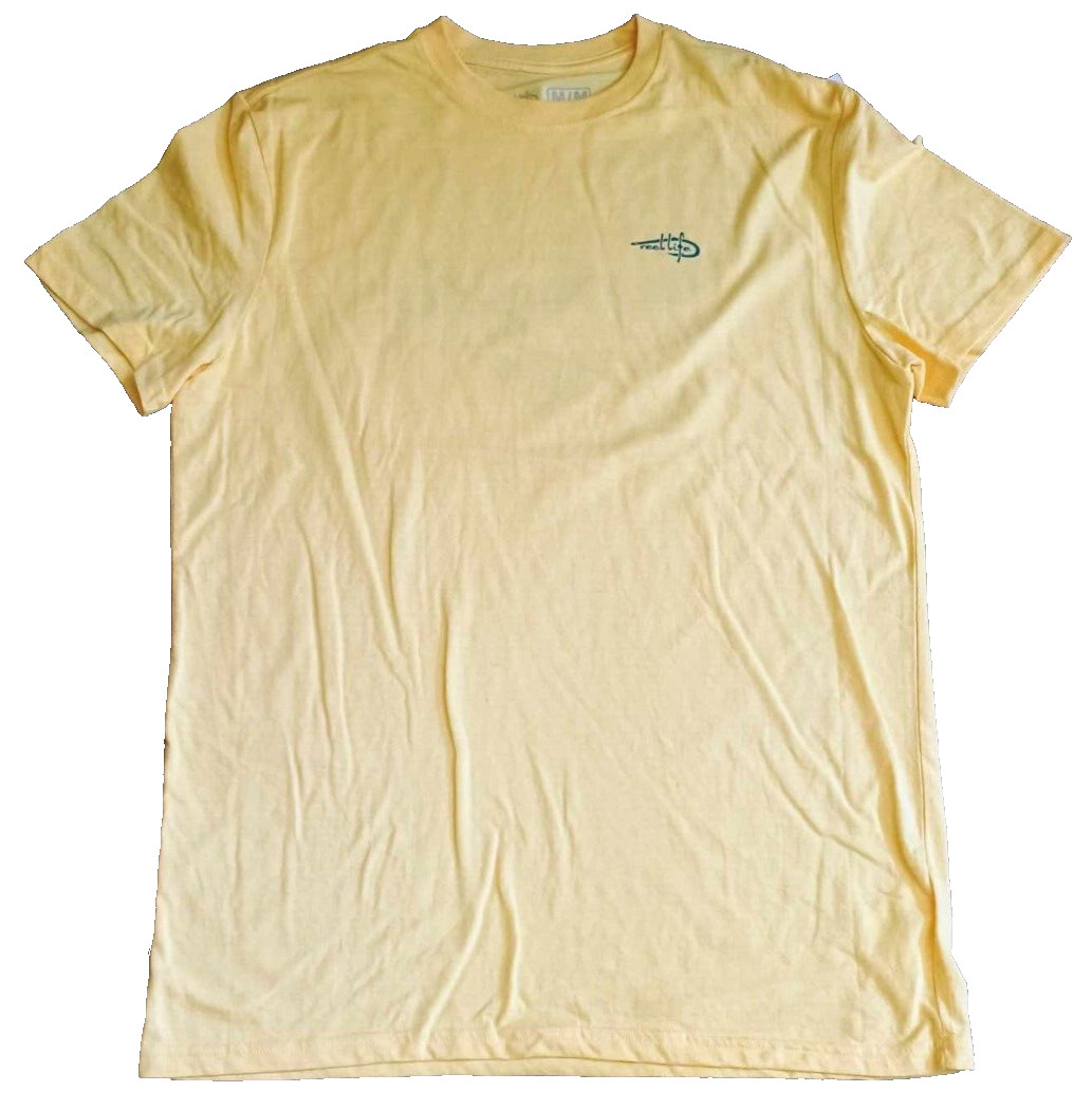 Reel Life Graphic T-Shirt Mens Medium Yellow Solid Short Sleeve Pullover Cotton gallery