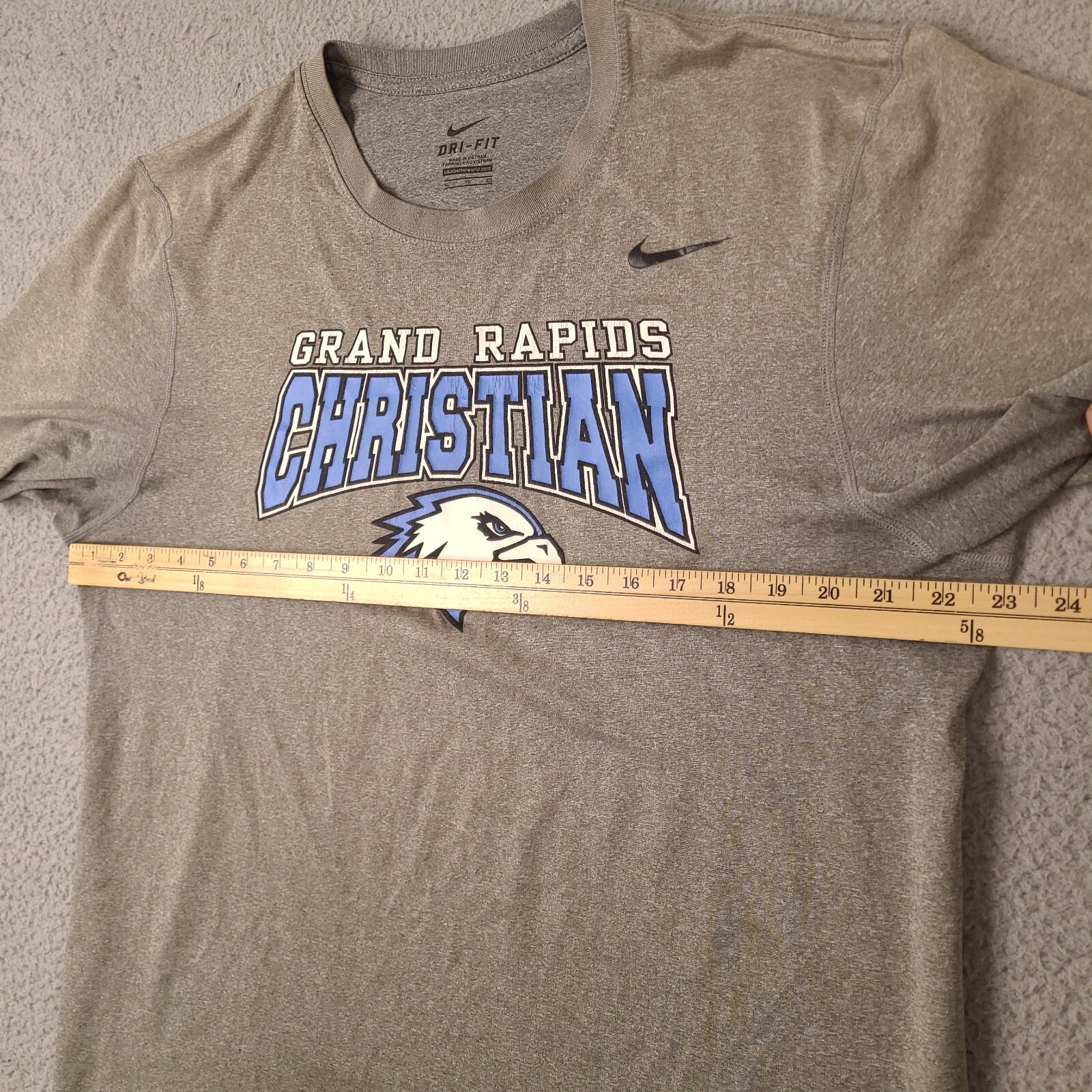 Nike Grand Rapids Christian Eagles T-Shirt Mens Teens XL Gray Dri Fit Sports gallery