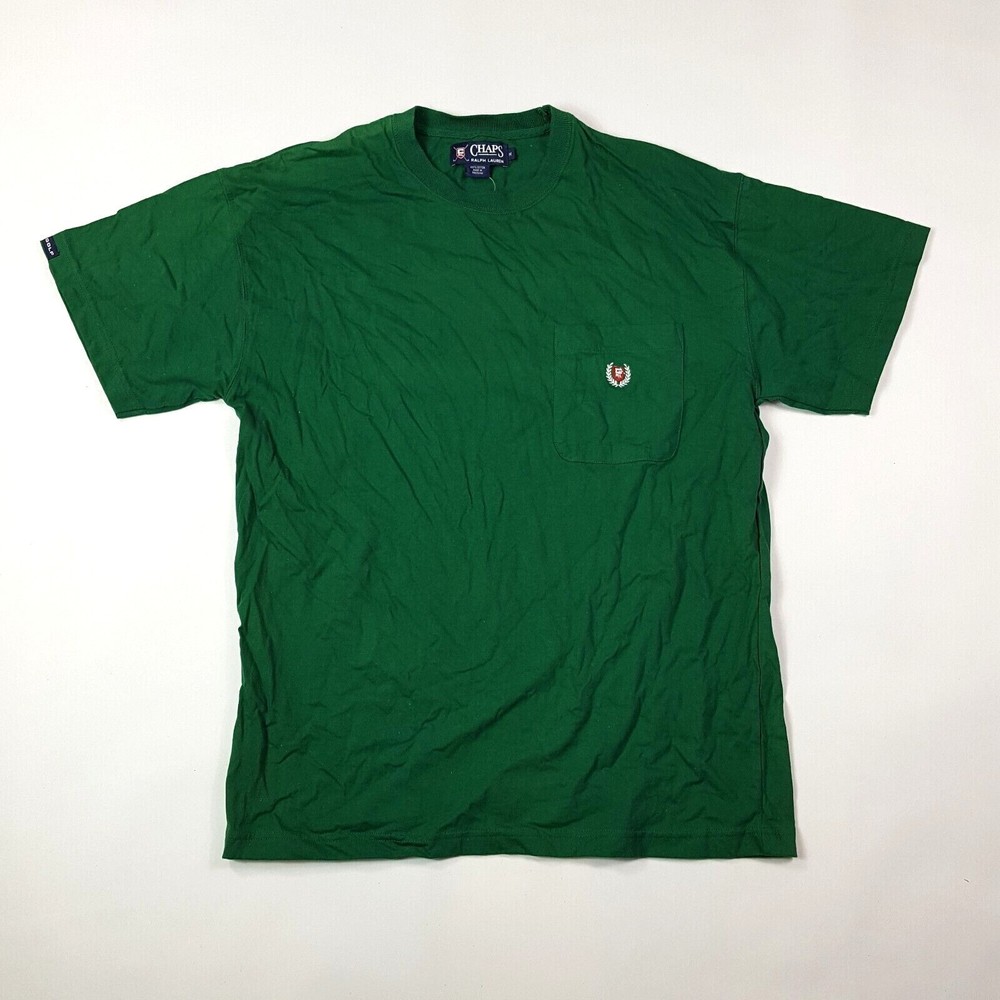 Preppy Ralph Lauren Chaps Forrest Green Mens Medium Pocket Golf Vintage T Shirt