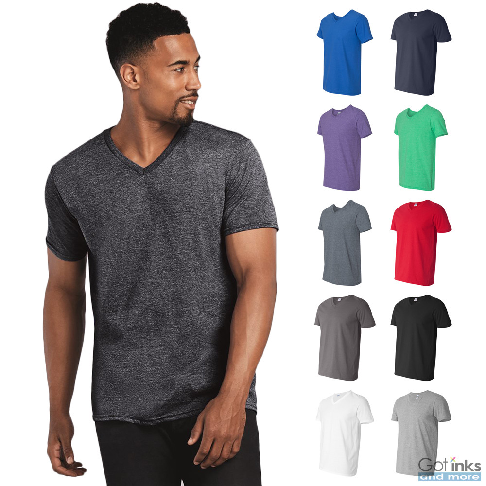 Mens Gildan Softstyle V-Neck Short Sleeve Plain T-Shirt S-3XL - 64V00 gallery