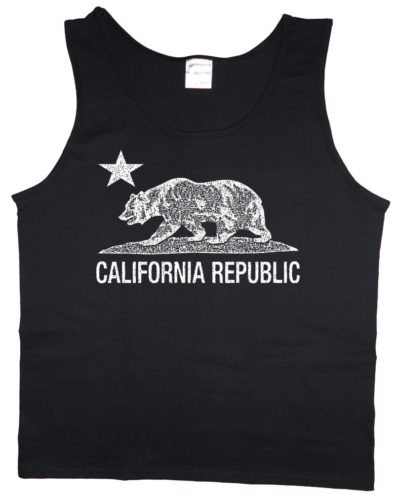 Men’s tank top California flag bear decal muscle tee sleeveless shirt