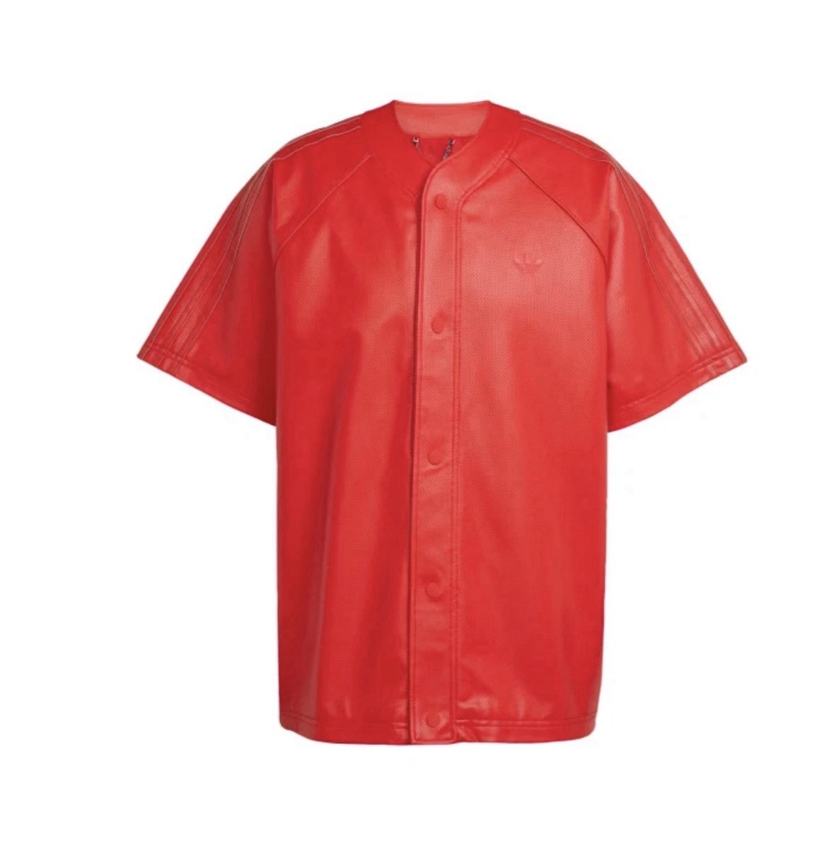 ADIDAS Originals MENS FAUX LEATHER Baseball Jersey Scarlet Red SIZE LARGE gallery