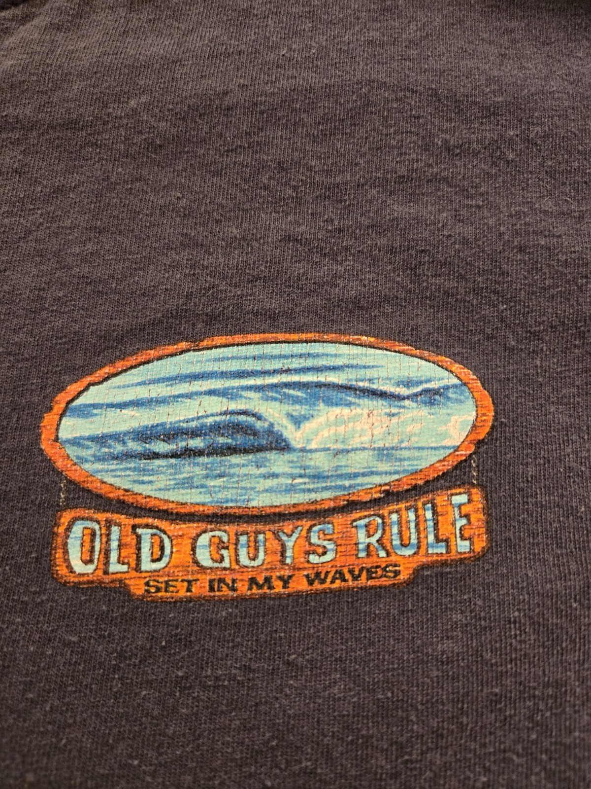 Vintage Old Guys Rule Set In My Waves Faded Blue Tee Men’s XL Surf Dadcore Y2K gallery