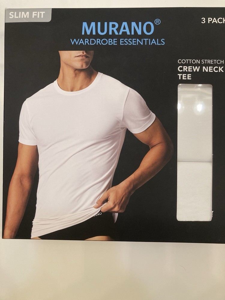 Murano 3 White Crew Neck Slim Short Sleeve T-Shirt Tee XL Undershirt Box