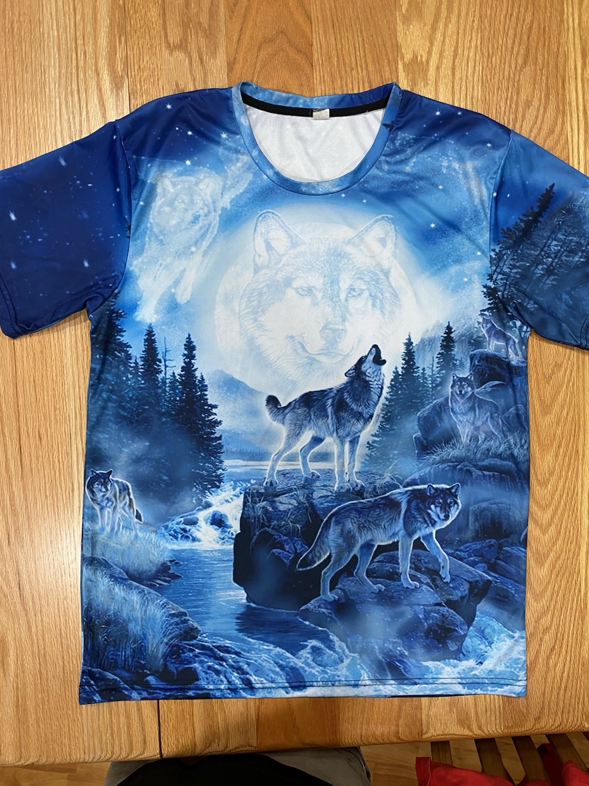 Wolves Lake Mountains Microfiber Unisex L Colorful Full Graphic Print Front Back gallery