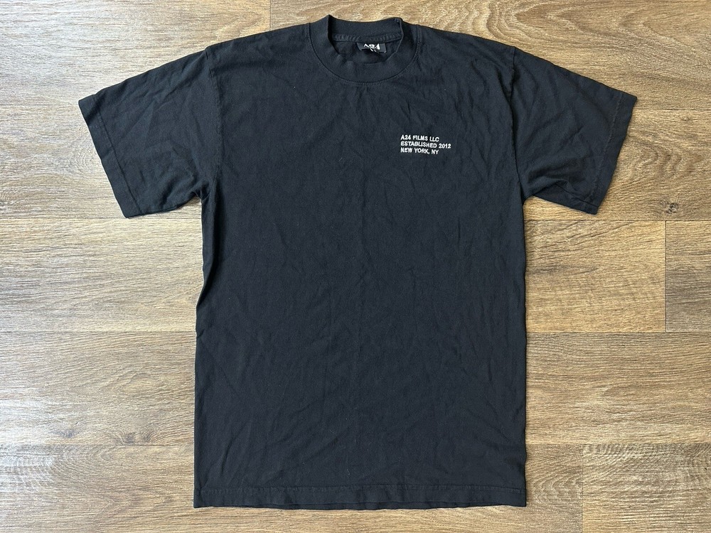A24 Films Embroidered Logo Short Sleeve Tee T-Shirt Black Size S