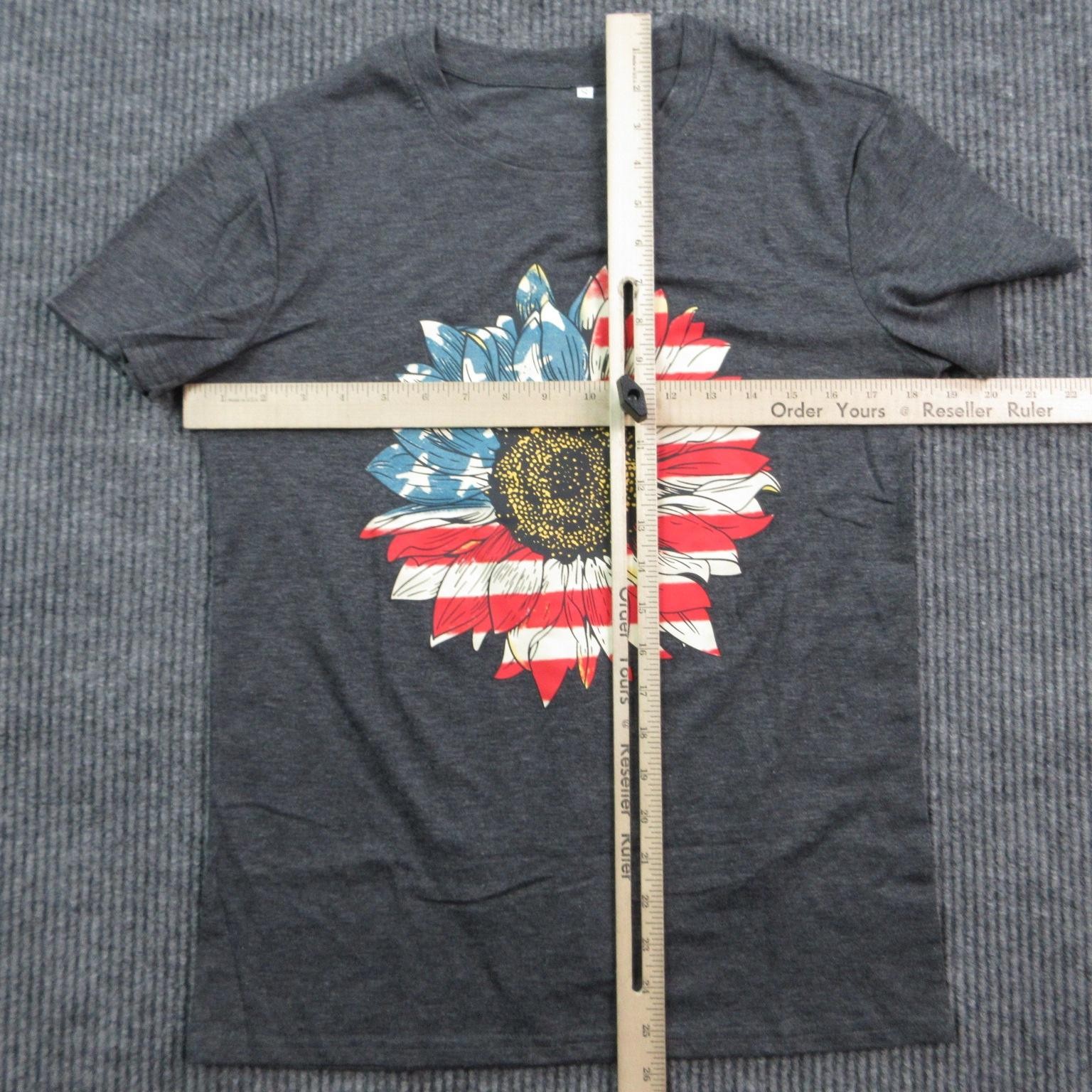 American Flag Shirt Mens Small Dark Gray Sunflower Patriotic Graphic Tee NWOT gallery