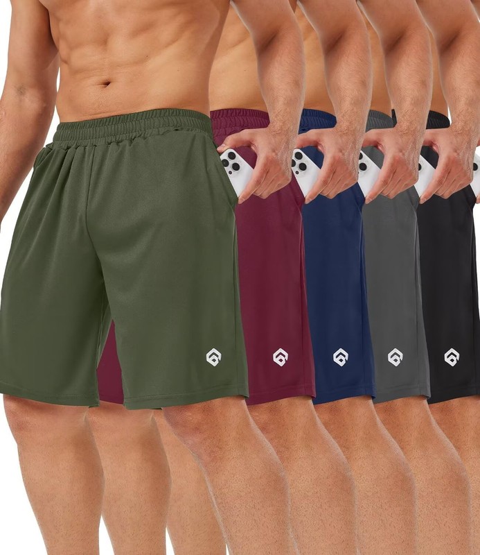 lomsoe 5 Pack Mens Shorts Large, Black,dark Gray,army Green,wine Red,navy