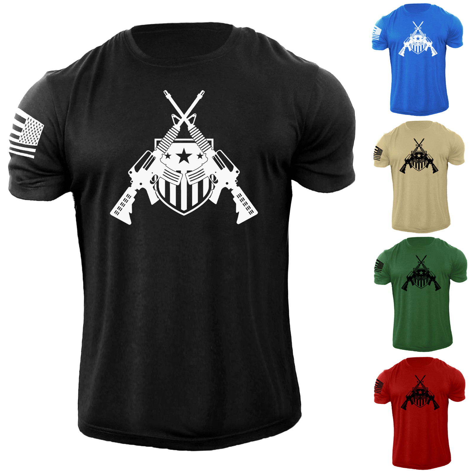 Men’s USA Patriotic Military T Shirt 100% Cotton Distressed Tee