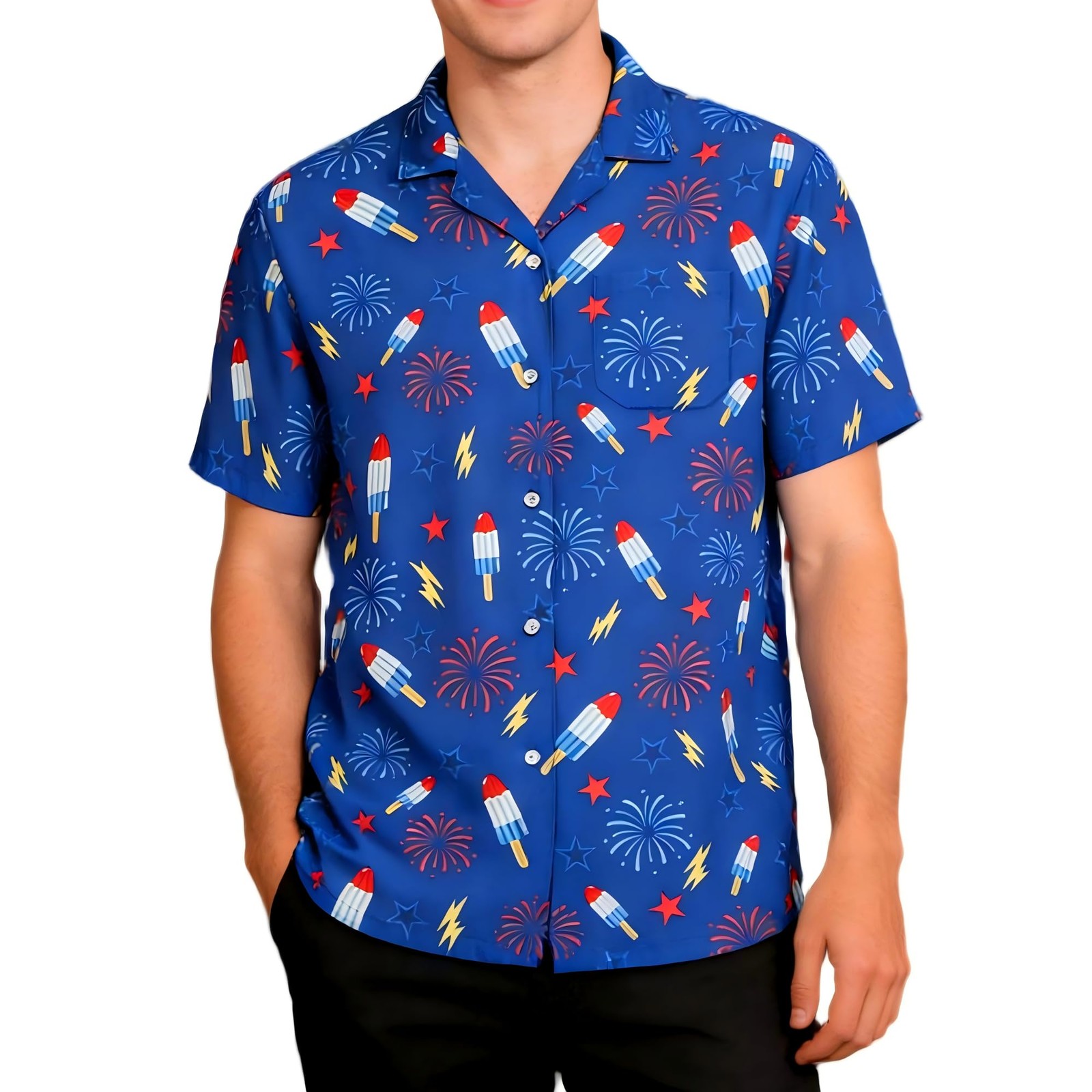 4th of July Hawaiian Shirt for Men Women, Funny American Flag Ice Cream Firew... gallery