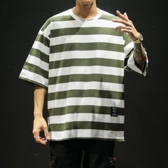 Oversized Striped Tee – Summer Cotton Fashion Hip Hop Streetwear Men T Shirt 5XL