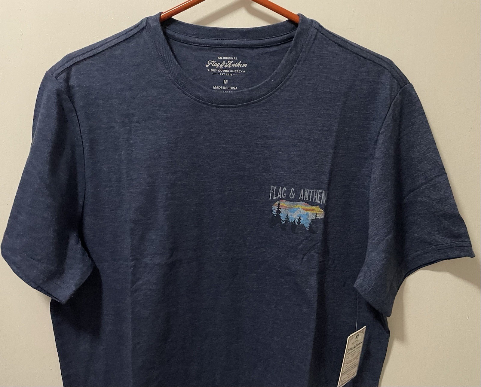 Flag & Anthem Men’s Short Sleeve Crew Neck Navy Heather Graphic T-Shirt Medium M gallery