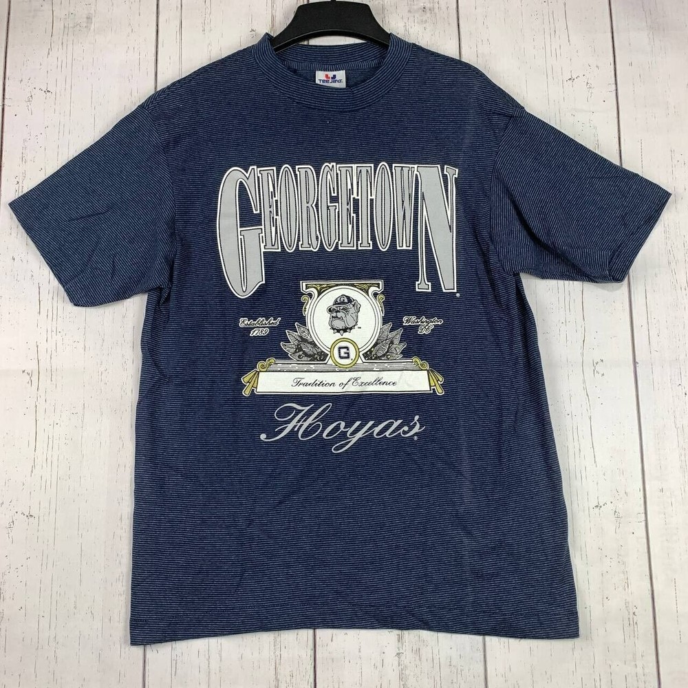 Vintage Georgetown Hoyas NCAA Large Teejays Casual T-Shirt Blue Mens