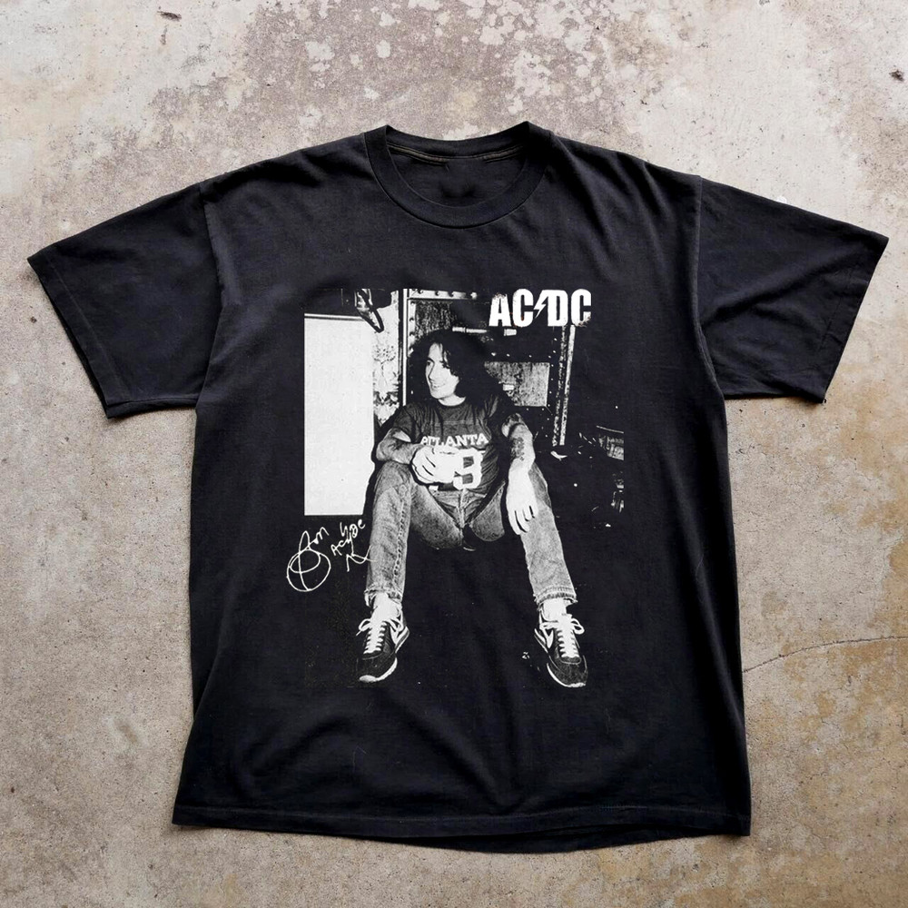 NEW RARE ACDC Bon Scott Classic Short Sleeve Black All Size Gift Shirt VC2003