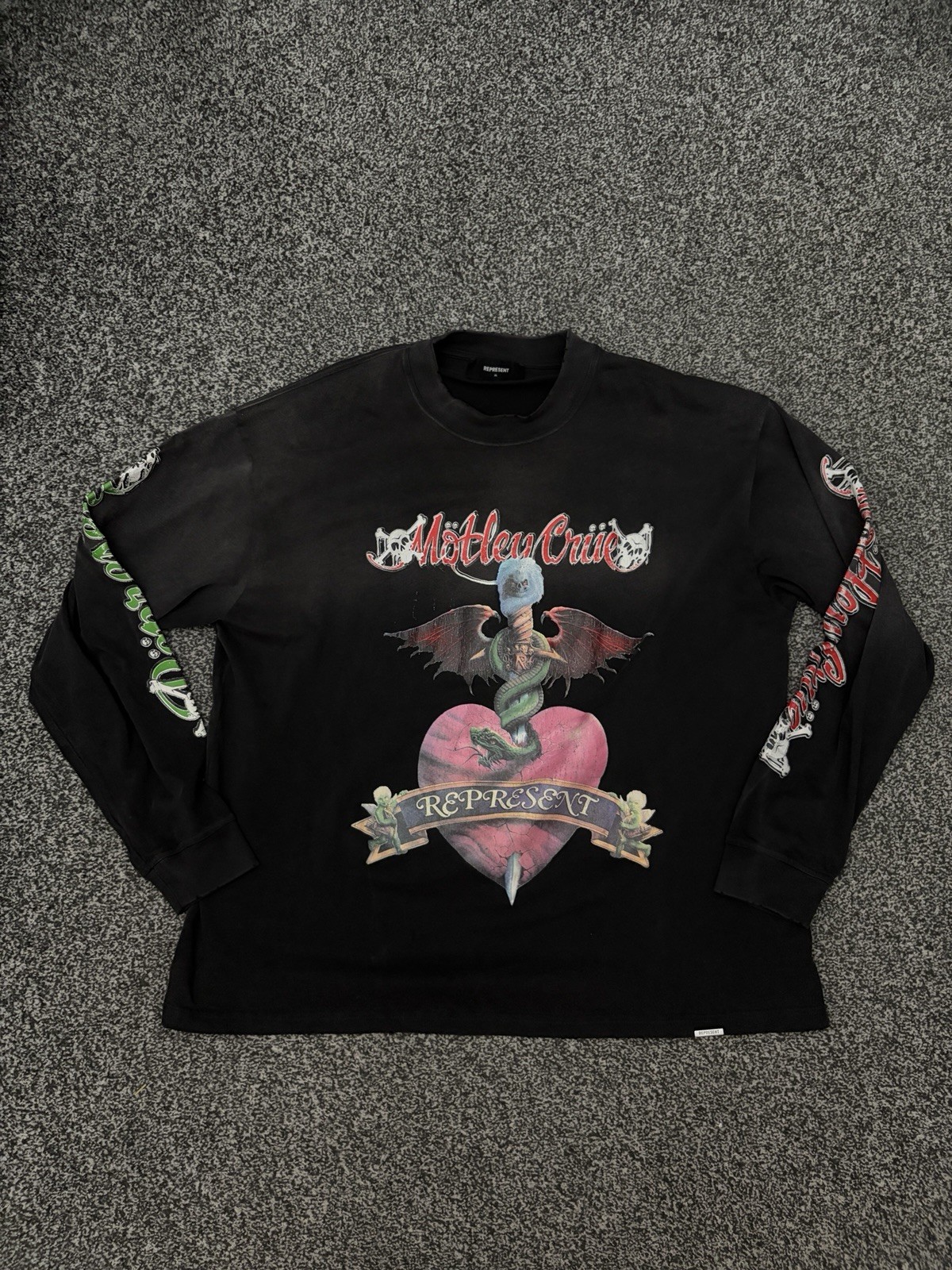 Represent X Motley Crue Men's Long Sleeve Band T Shirt Tee Aged Distressed XL gallery