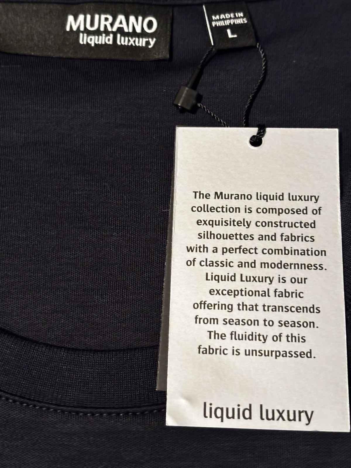 Murano Liquid Luxury Men's Solid Navy Crew Neck Short Sleeve T-Shirt Size L gallery