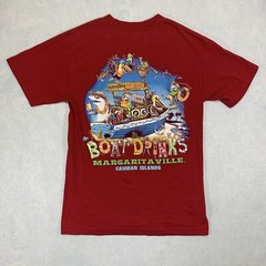 Margaritaville T Shirt Mens Small Red Boat Drinks Cayman Islands 100% Cotton