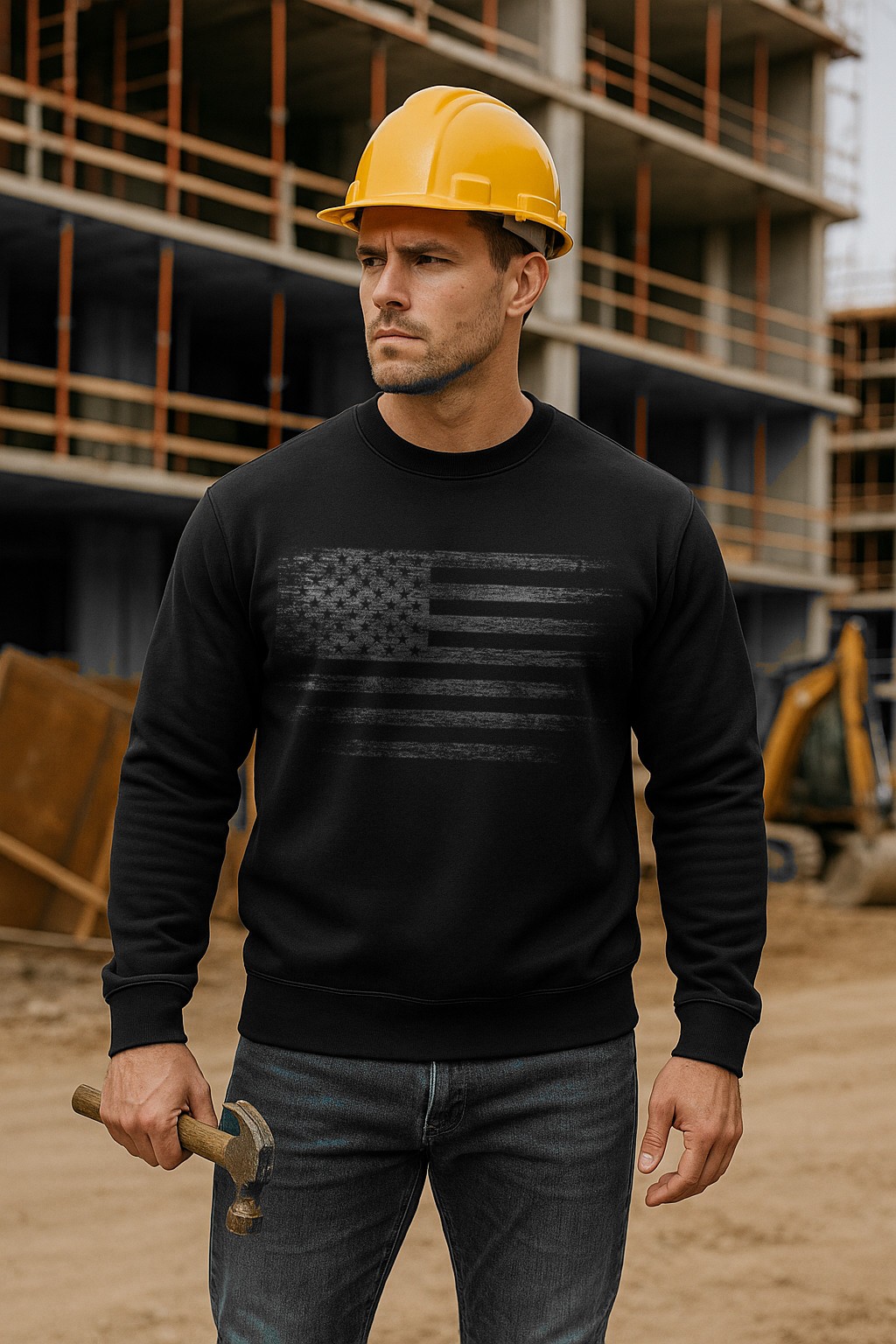 Distressed American Flag Sweatshirt | Patriotic USA Crewneck | Unisex Fleece gallery