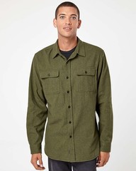 Burnside Men’s Solid Flannel Blend Shirt pockets Long Sleeve 8200 Army Large