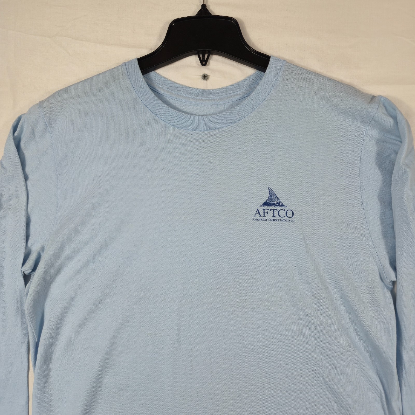 AFTCO American Fishing Tackle Co Shirt Men Medium Blue Graphic Print Cotton Logo gallery