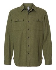 Burnside Men’s Solid Flannel Blend Shirt pockets Long Sleeve 8200 Army Large