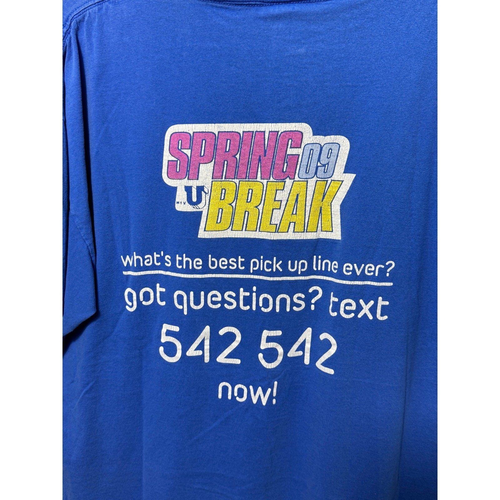 Vintage 2009 MTVU Spring Break Promo T-Shirt Blue Graphic Tee Adult XL gallery
