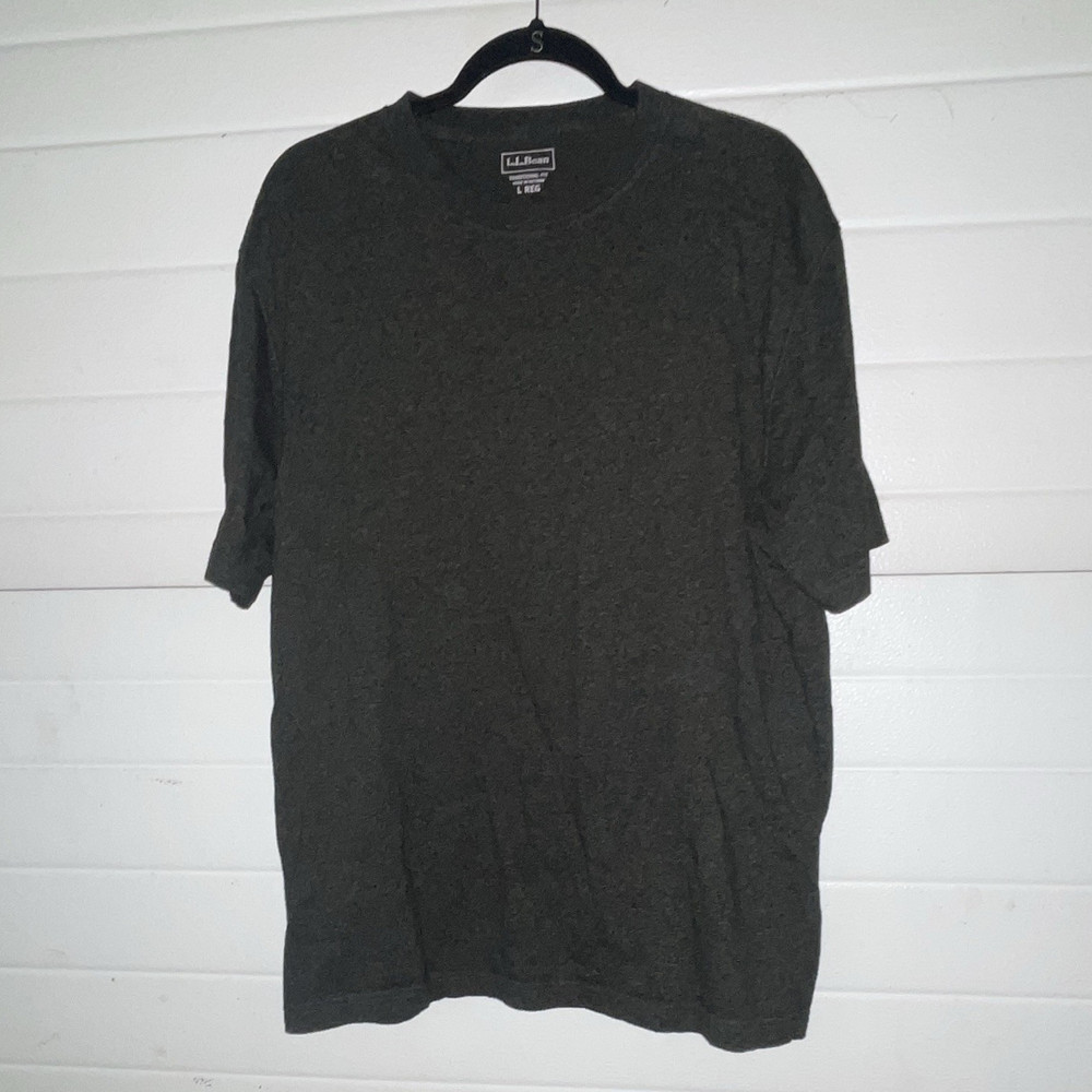 L.L.Bean Traditional Fit Men’s L Regular Gray Solid Crew Neck Short Sleeve Tee