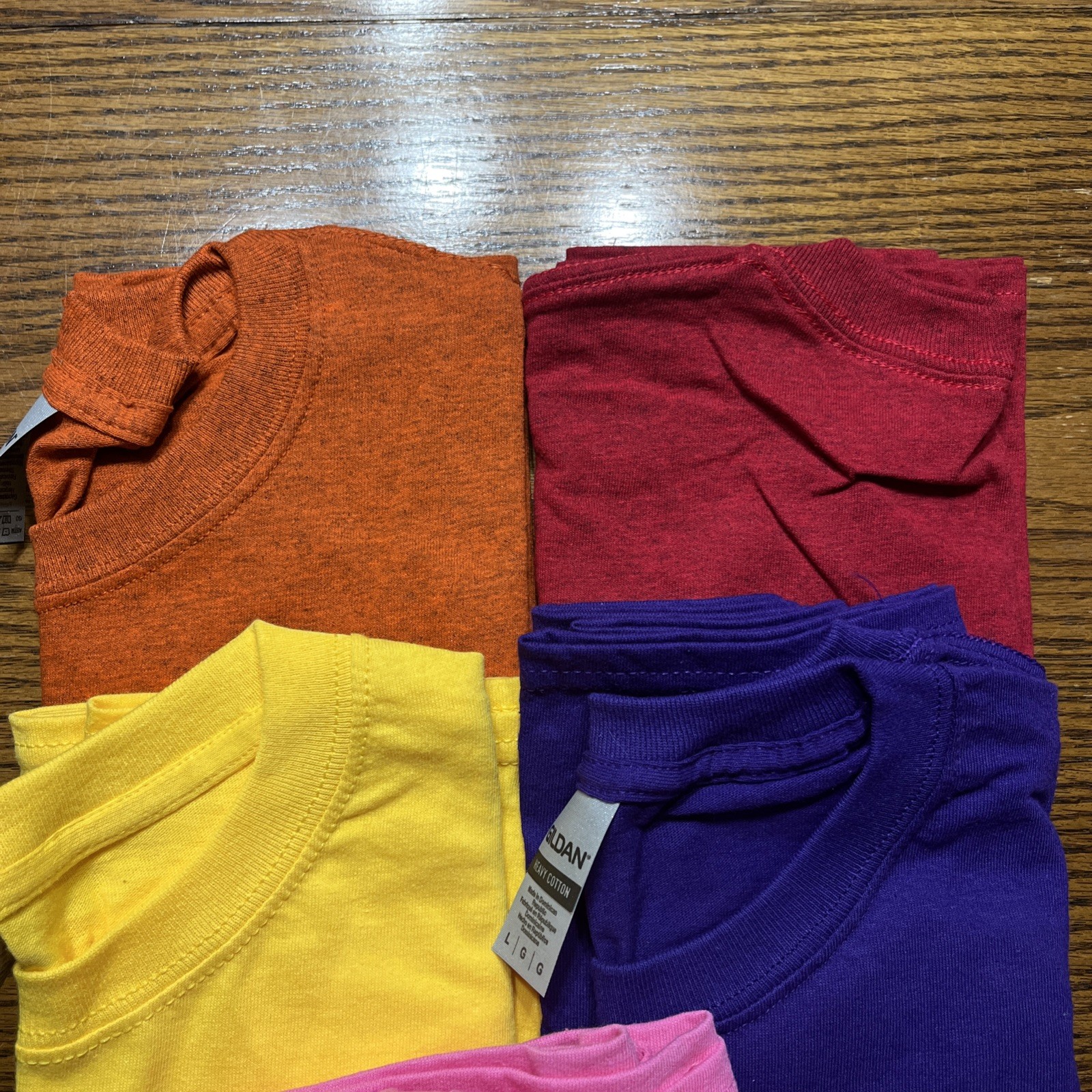 Gilden Heavy Cotton T-shirts Multicolors Size Large No Pocket Set Of Five gallery