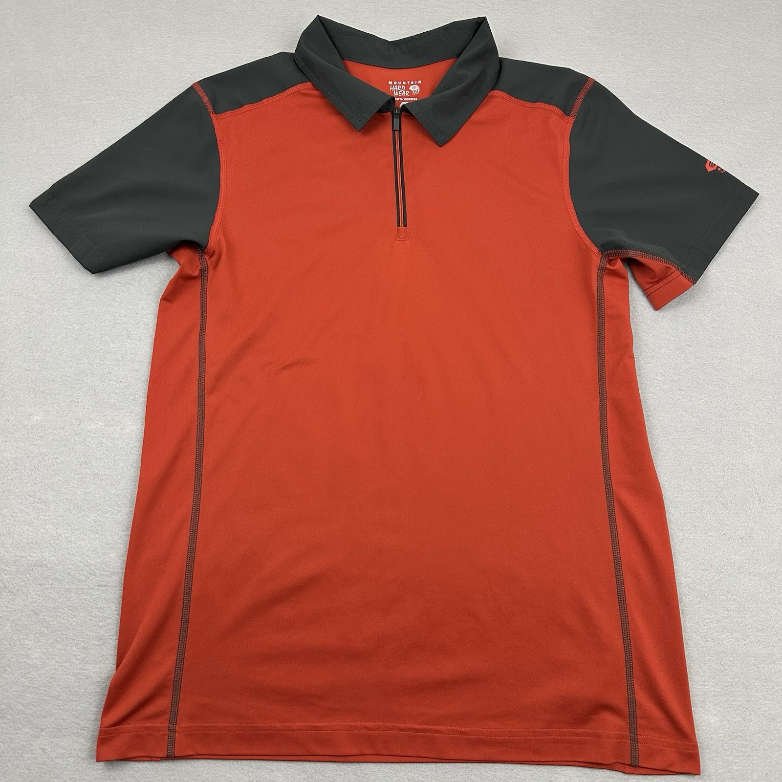 Mountain Hardwear Shirt Men Medium Orange Solid 1/4 Zip Pullover Outdoor M