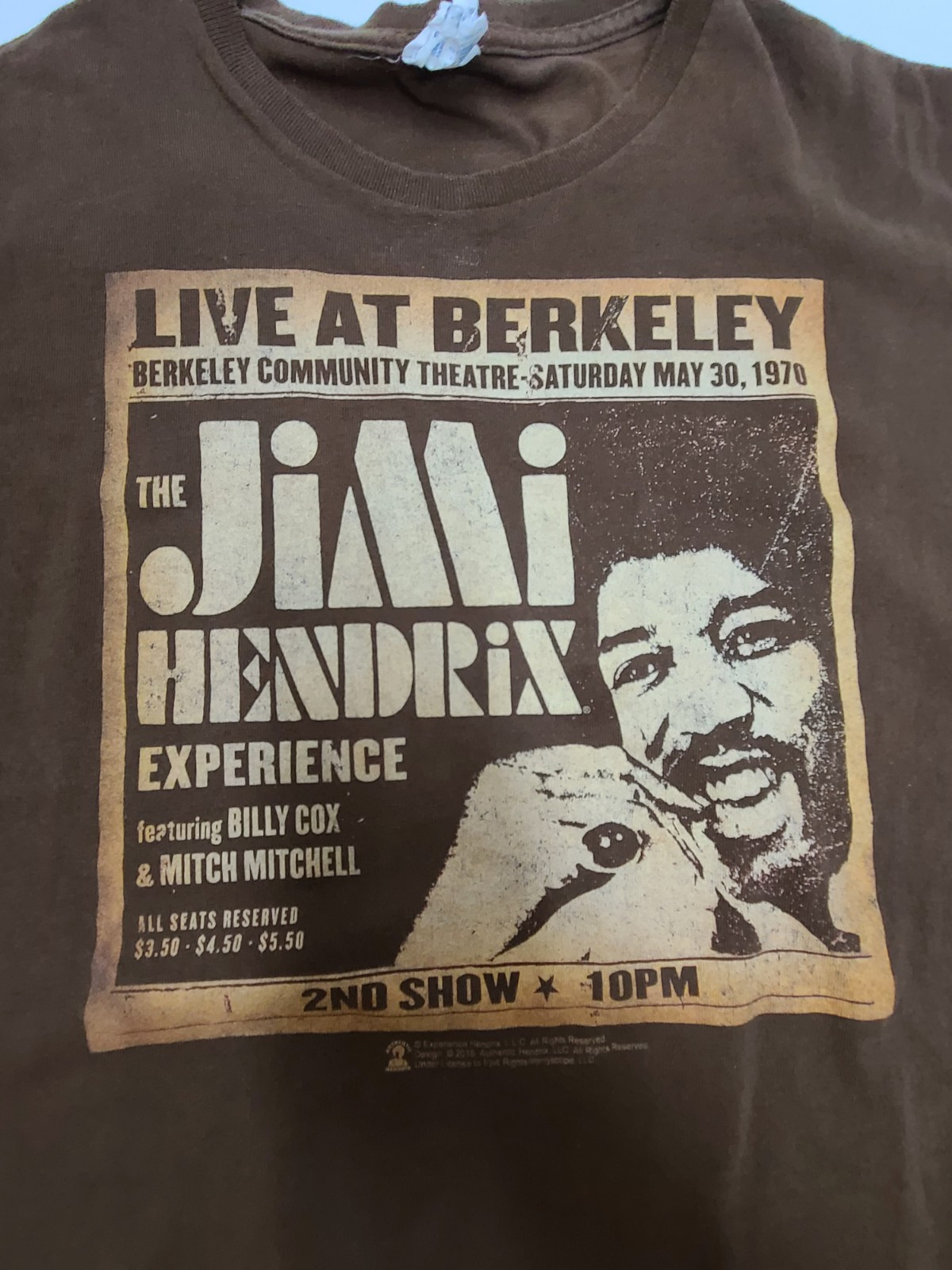 Jimi Hendrix Live At Berkeley 1970 Concert Poster Shirt Mens XL Official Tee gallery