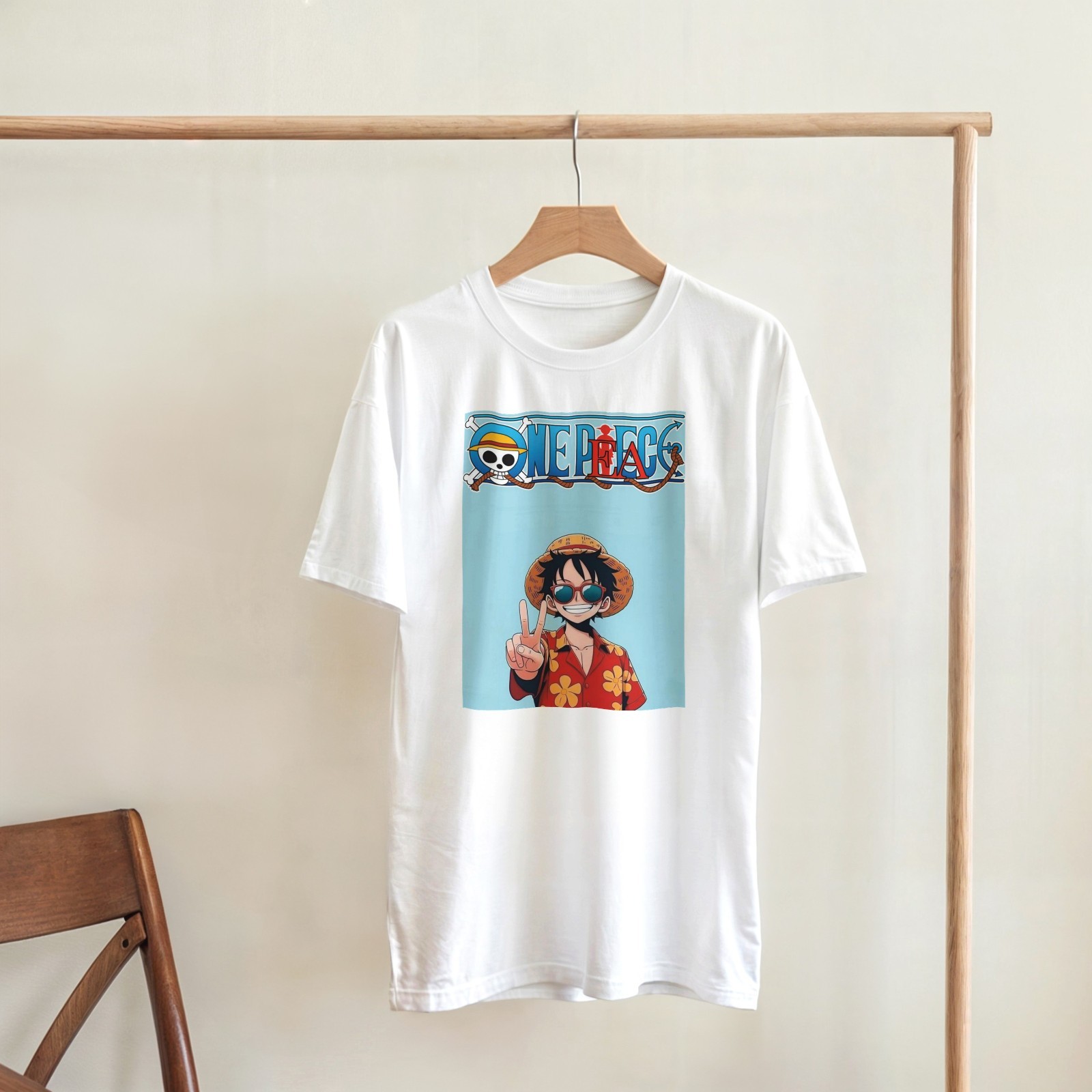 (NEW) Xtra LARGE SIZE, One Piece Monkey D. Luffy White Shirt, ONE PEACE, Anime gallery