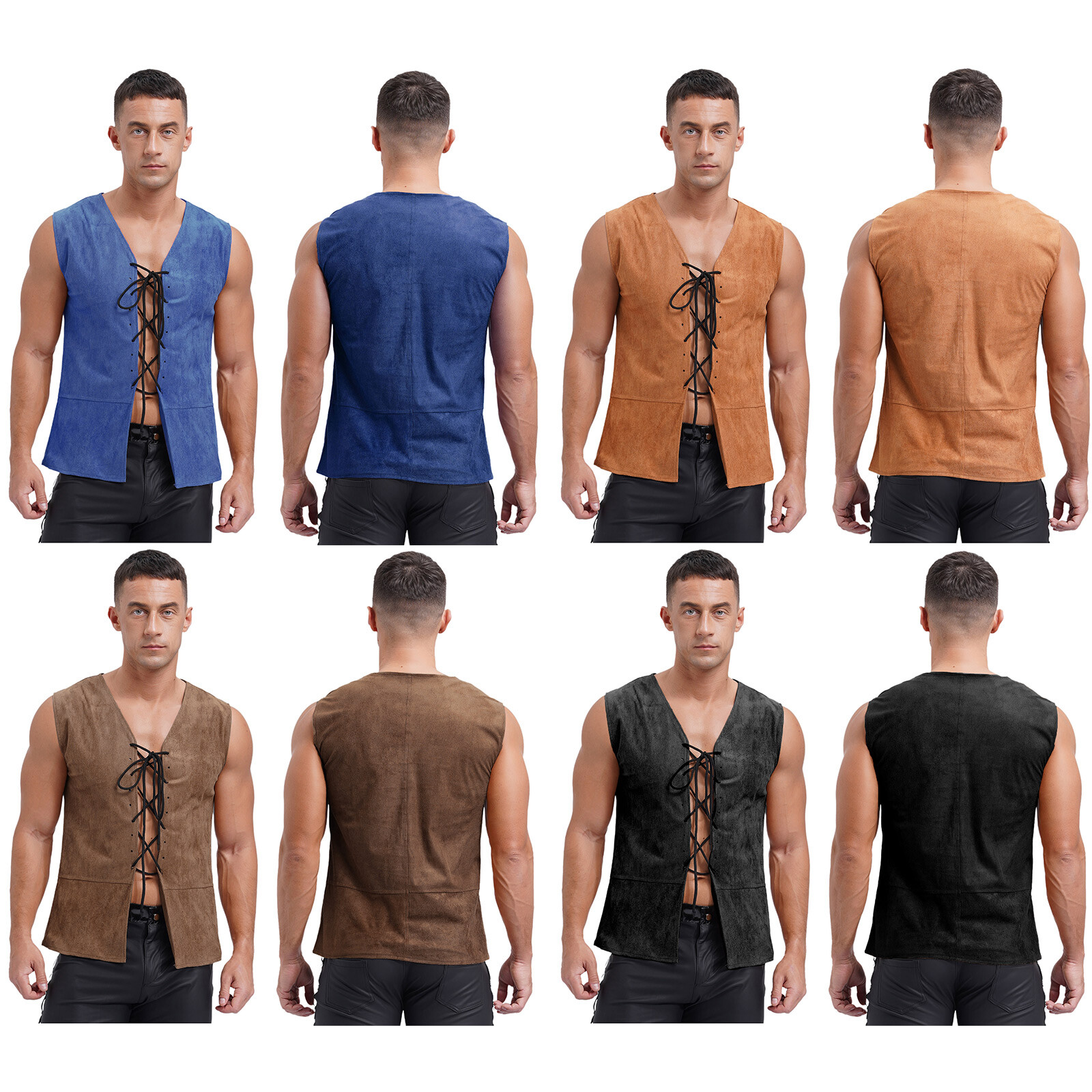 Men's Vest Vintage Waistcoat Festival Crop Tops V Neck Blouse Birthday Top Tee gallery