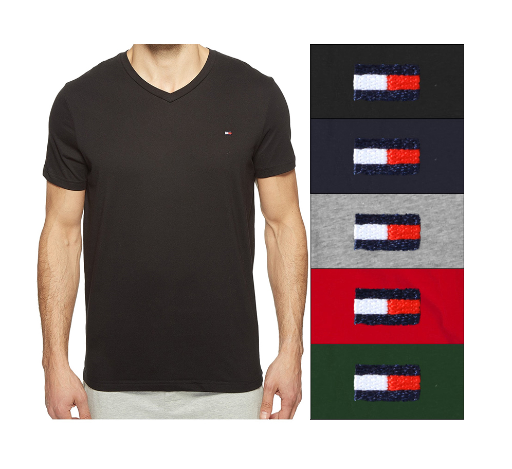 NEW Tommy Hilfiger CORE FLAG V Neck / Crew Neck T Shirt Authentic NEW