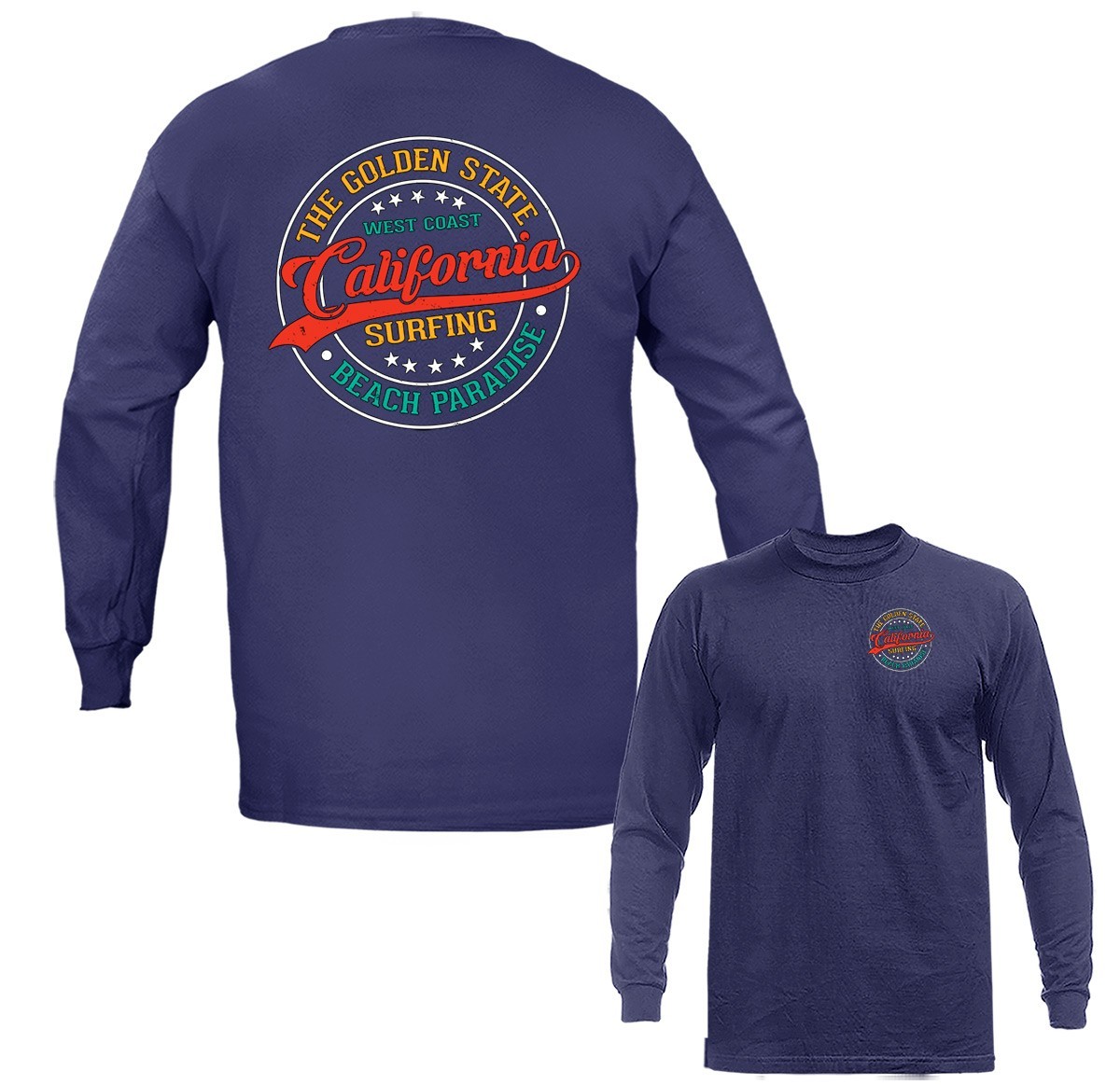 Golden State California Beach Surfing Long Sleeve