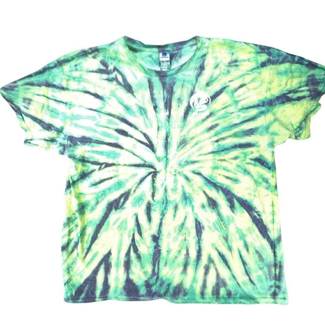 Y2K Colortone Tie Dye T-Shirt XL Green Yellow Burst Graphic Tee Georis