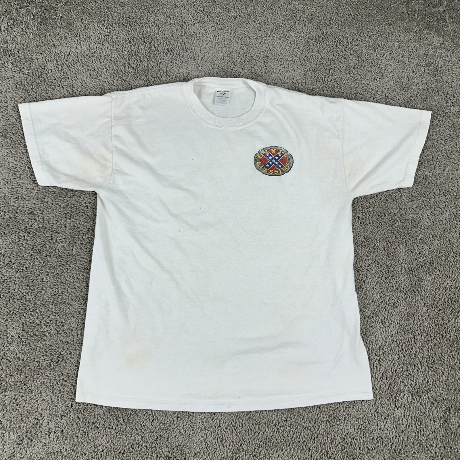 VINTAGE Dixie Classics Shirt Mens L White Red Puppies Rebel Short Sleeve READ gallery