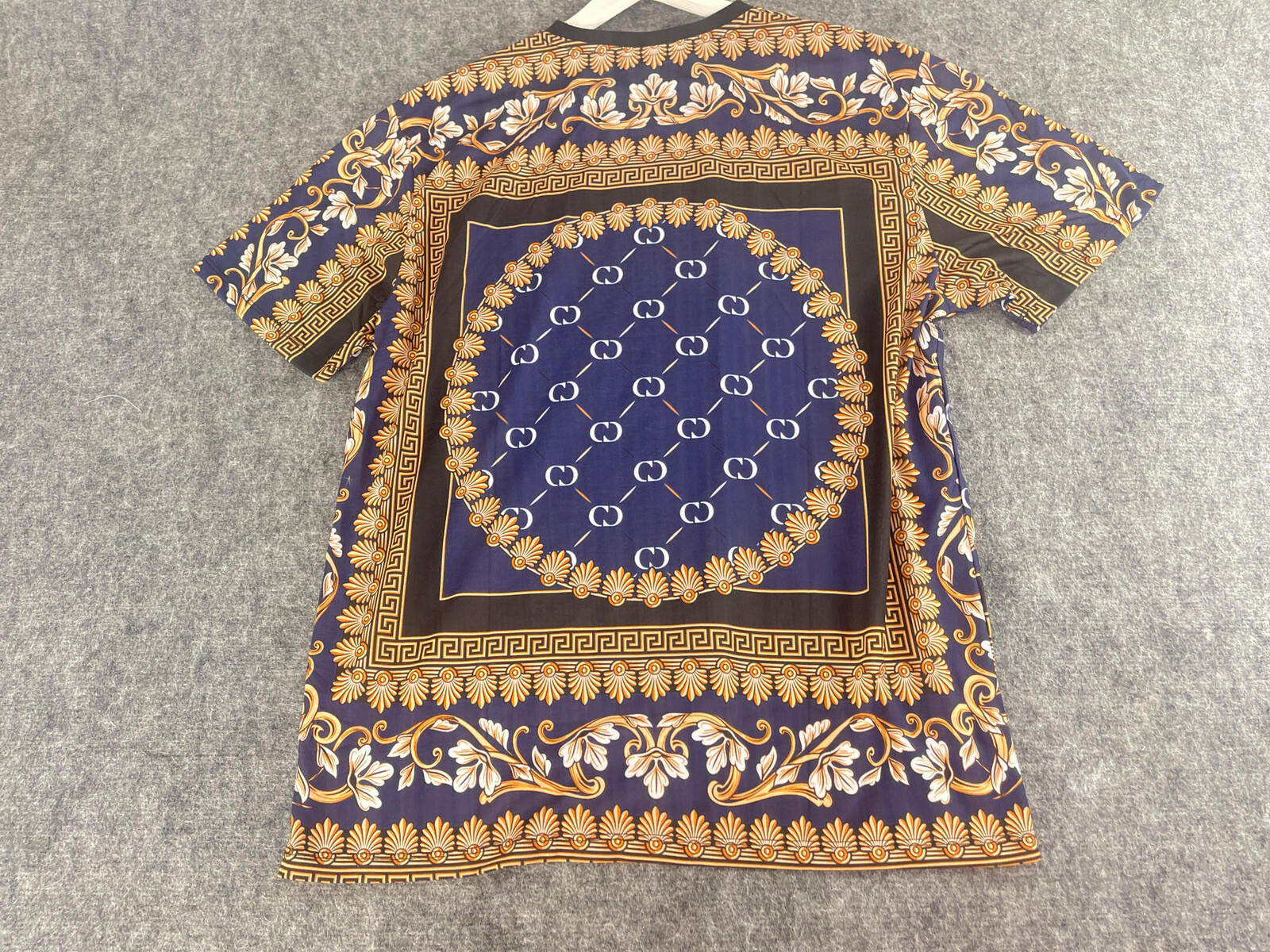 CRIMINAL DAMAGE Shirt Mens XL Tee Floral Baroque Blue Short Sleeve N139 gallery