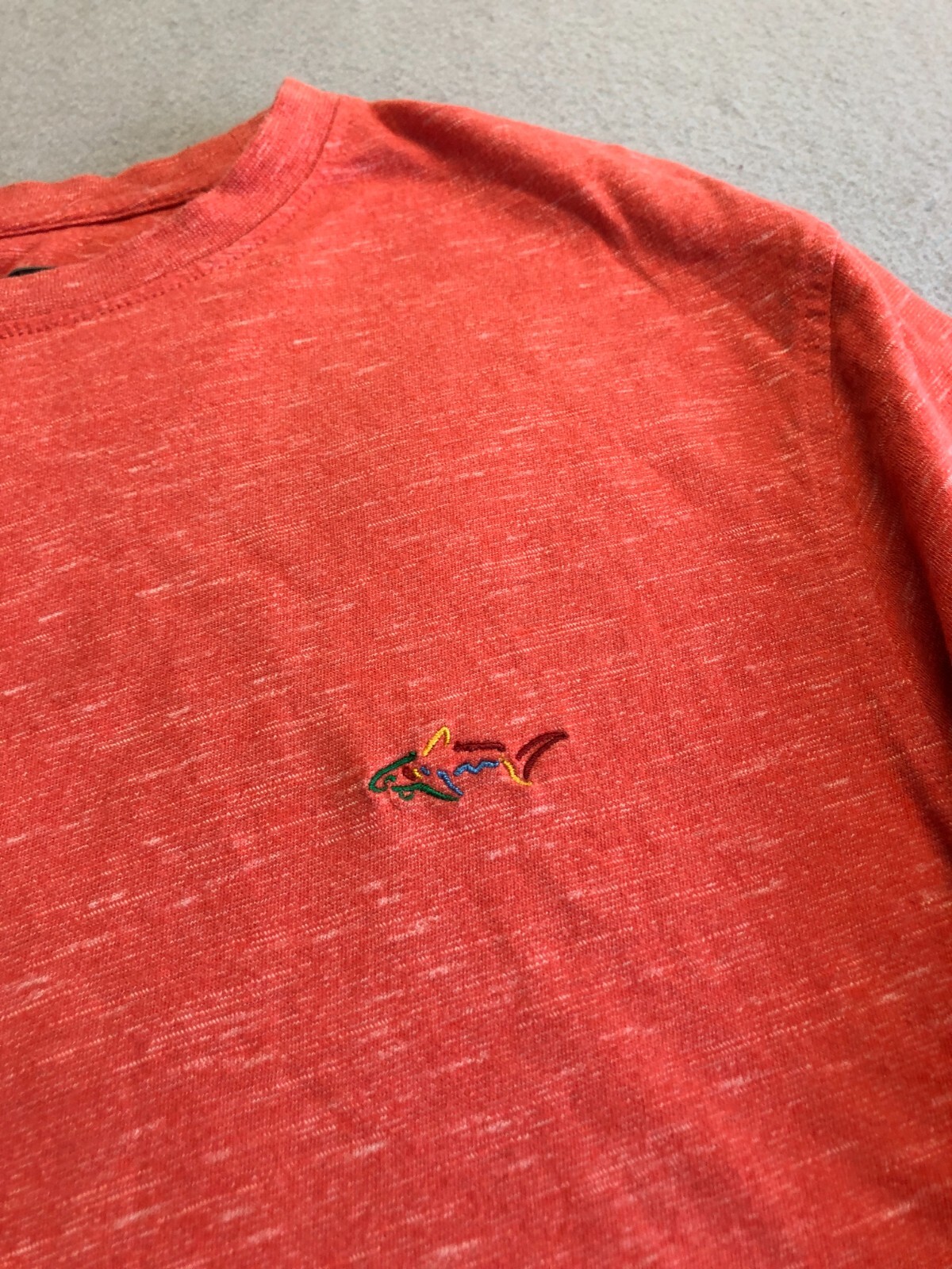 Greg Norman T-Shirt Men's Medium Coral Heather Chest Logo Cotton Tee gallery