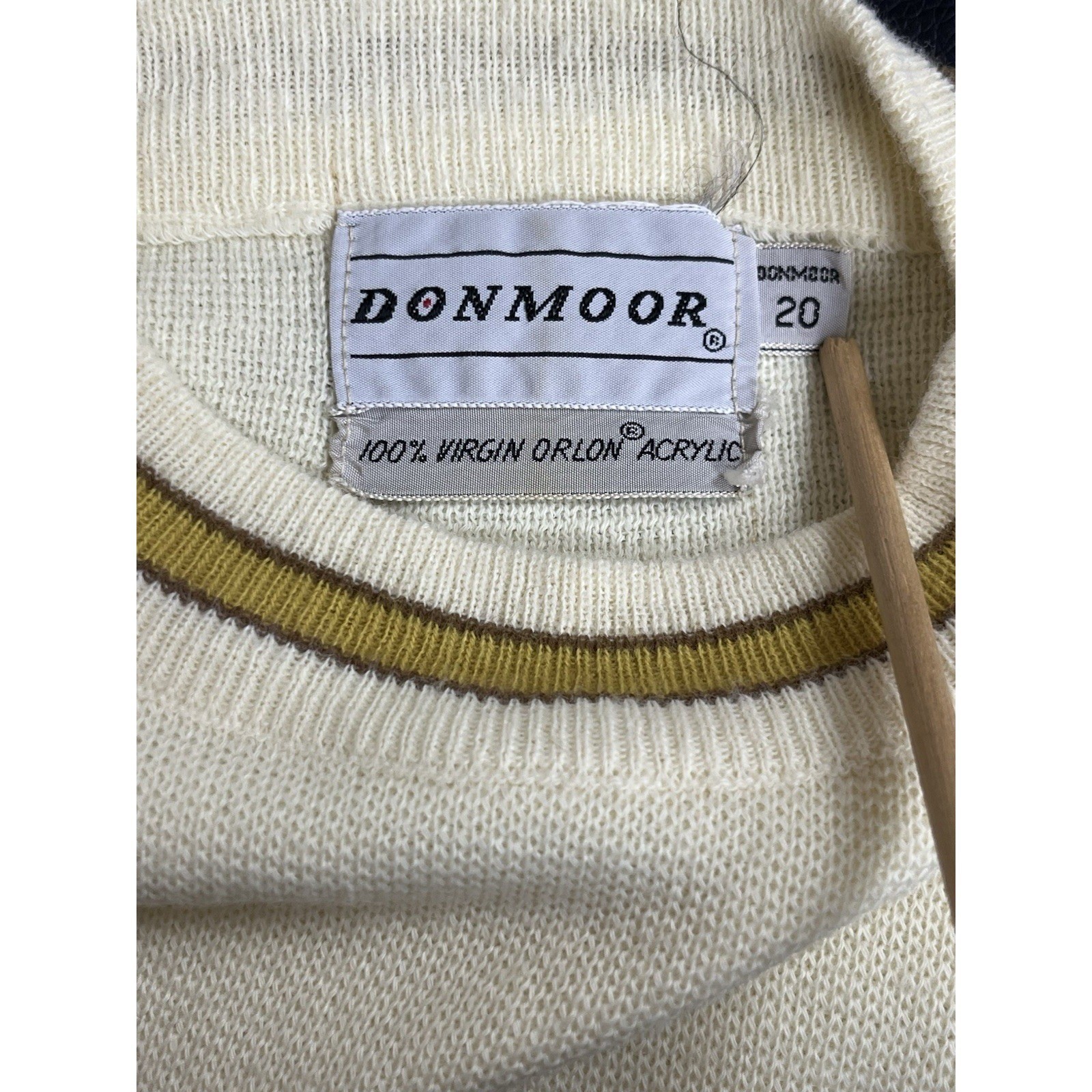 Vintage 60s 70s Donmoor Sweater Boys 20 Men Small Pale Yellow Orlon Acrylic USA gallery
