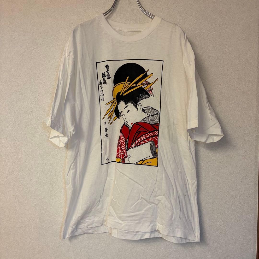 90s 00s Vintage Ukiyo-e Japanese Woodblock Print T-Shirt Single Stitch XL