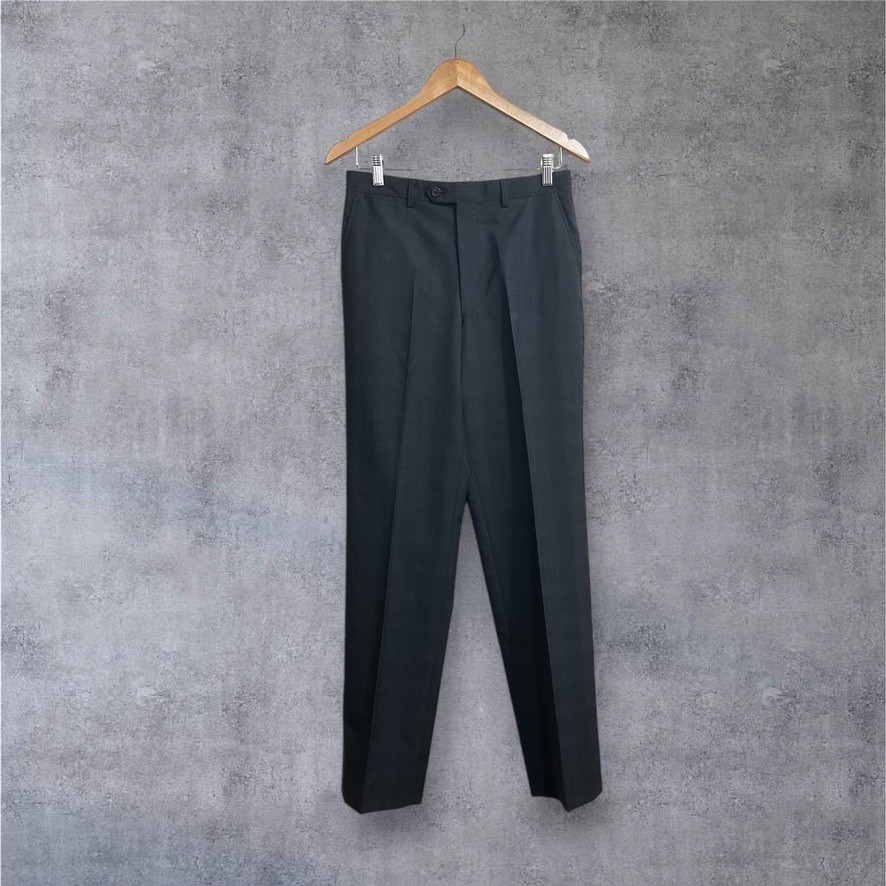 Paul Smith Wool Cashmere Blend Trousers Black Purple Check Size L Japan gallery