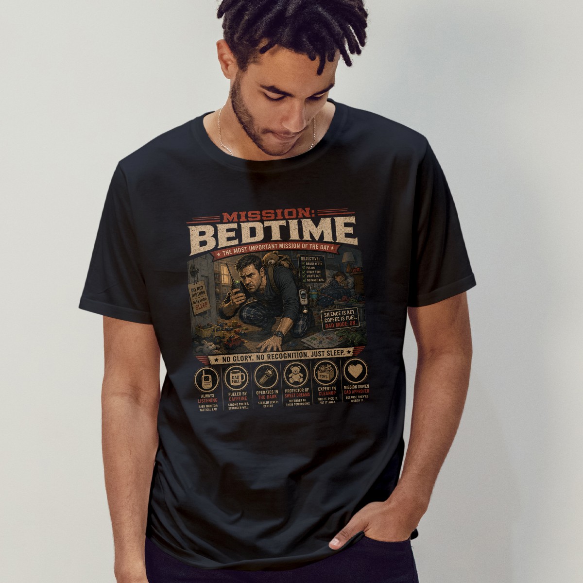 Mission Bedtime The Most Important Mens T-Shirt Funny Fatherhood Fathers Day gallery