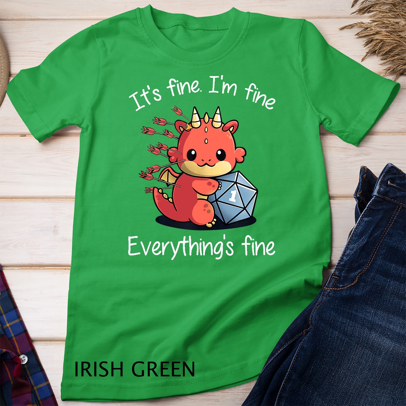 Everything's Fine - RPG Funny Dragon Unisex T-shirt gallery