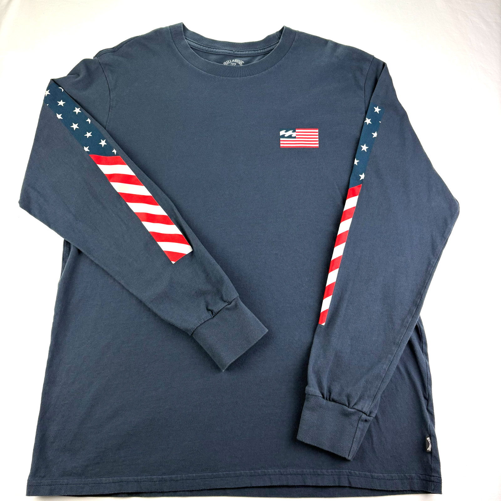 Billabong American Waves Patriotic Shirt Mens L 100% Cotton Navy Long Sleeve VTG gallery