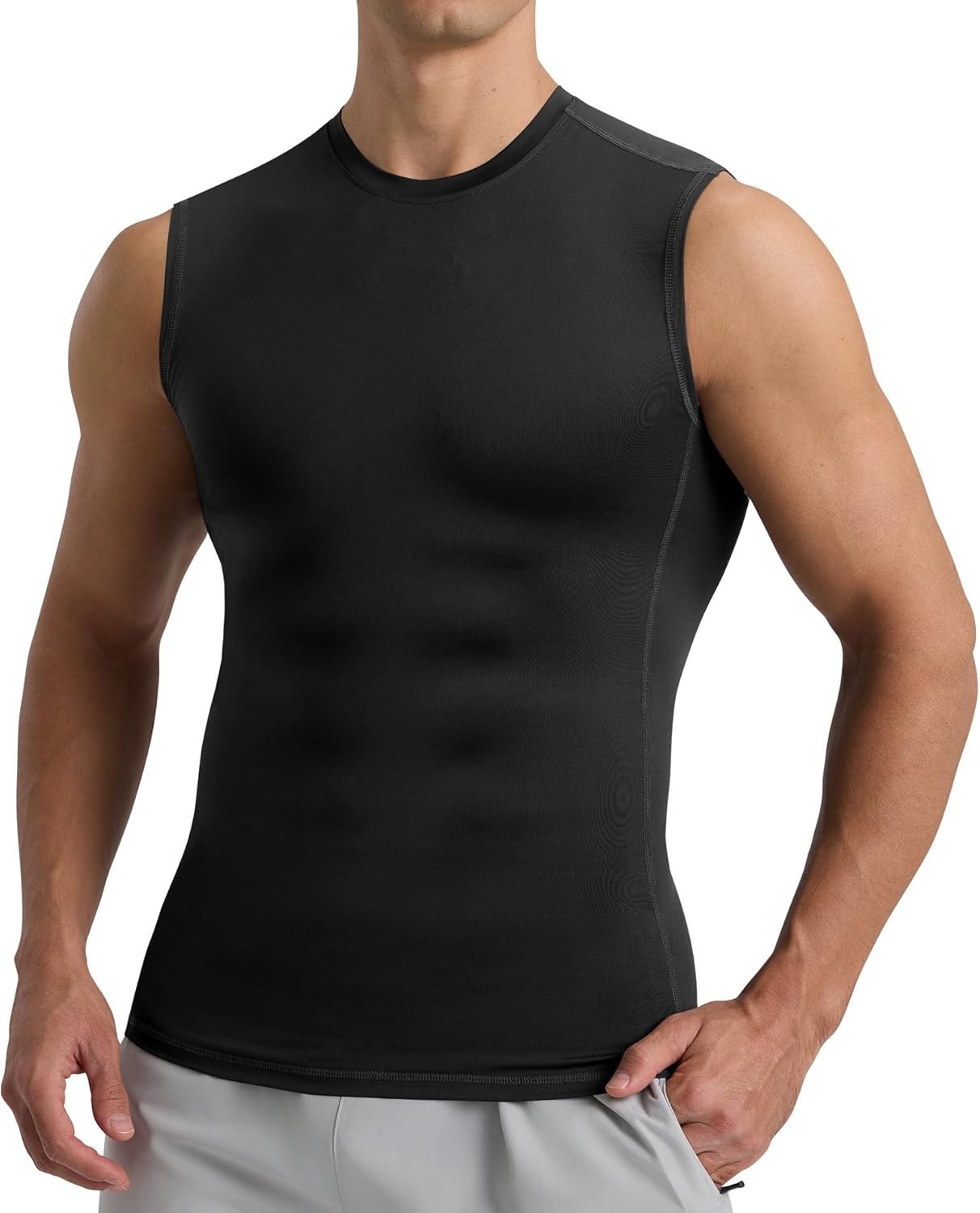 Compression Shirt Men - Sleeveless Tee Tank Top Workout Running Quick Dry Bas... gallery