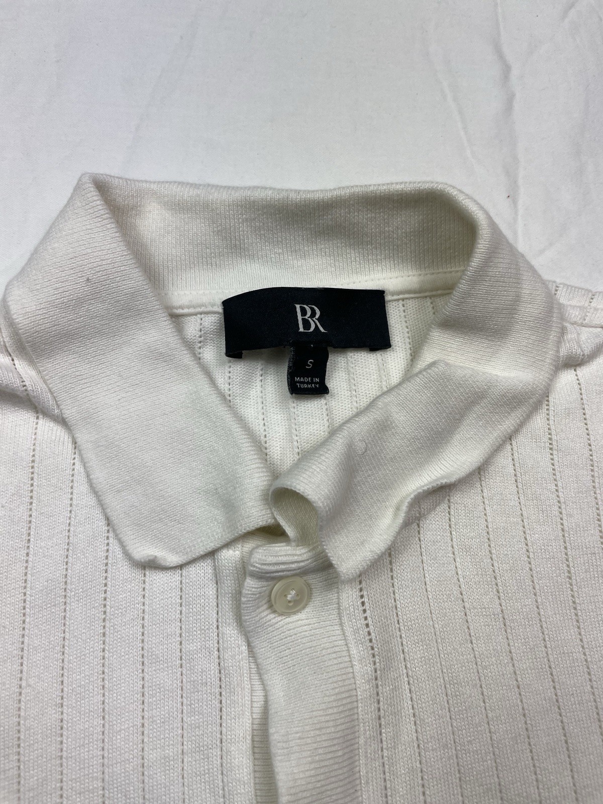 B&R Men's Ribbed Knit Short Sleeve Collared Button-Up Shirt - Size S gallery