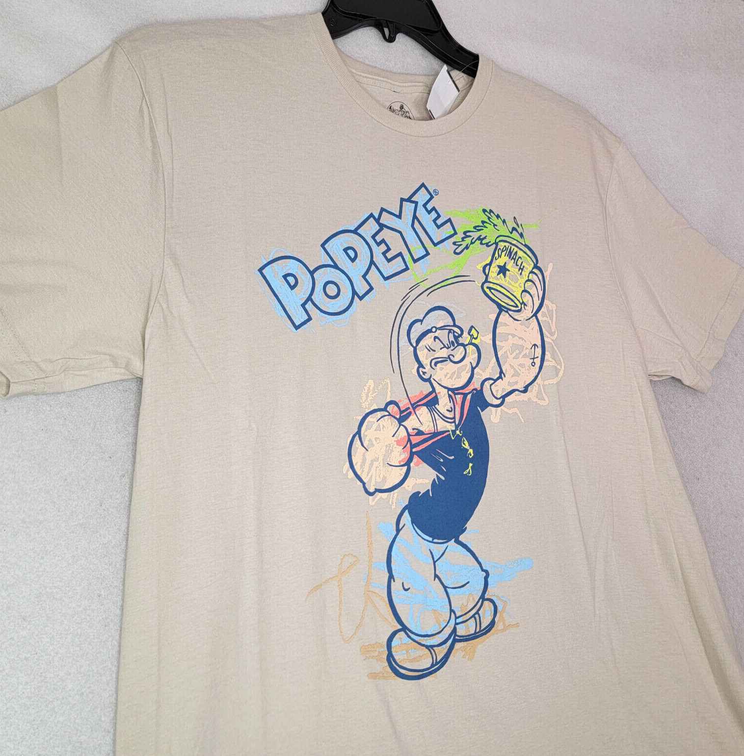 POPEYE THE SAILOR MAN Shirt Mens Extra Large XL Beige Casual Coloring Book NWT gallery